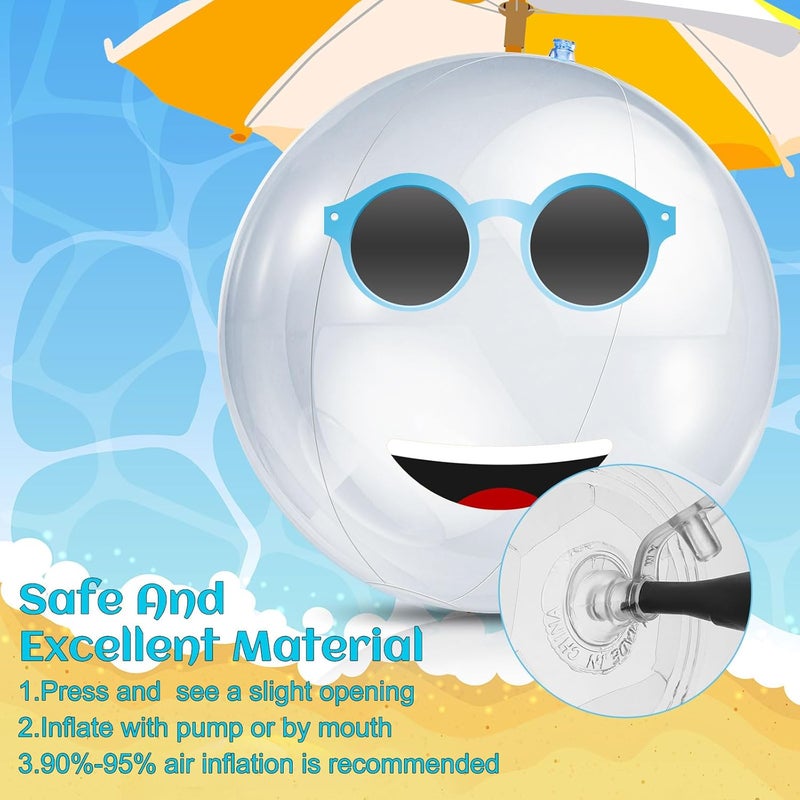 Zhanmai 6 Pieces Inflatable Clear Beach Ball 16 Inch Clear Pool Floating Ball Balloons for Under The Sea Party Decoration DIY Bubble Summer Beach Swimming Pool Hawaii Luau Party Favor - Image 3